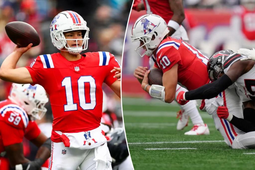 패트리어츠의 드레이크 메이(Drake Maye)는 텍사스 선수에게 구타당한 후 부상 우려를 표명했습니다.