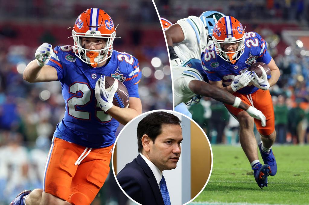 Marco Rubio의 아들은 볼 게임에서 Tulane을 상대로 플로리다가 압도적인 승리를 거두며 대학 최초의 터치다운을 기록했습니다.