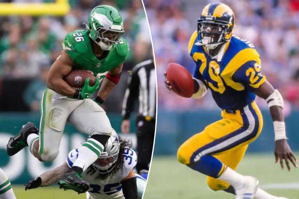 Eagles는 NFL 대 자이언츠의 돌진 기록으로 Saquon Barkley 결정을 내립니다.