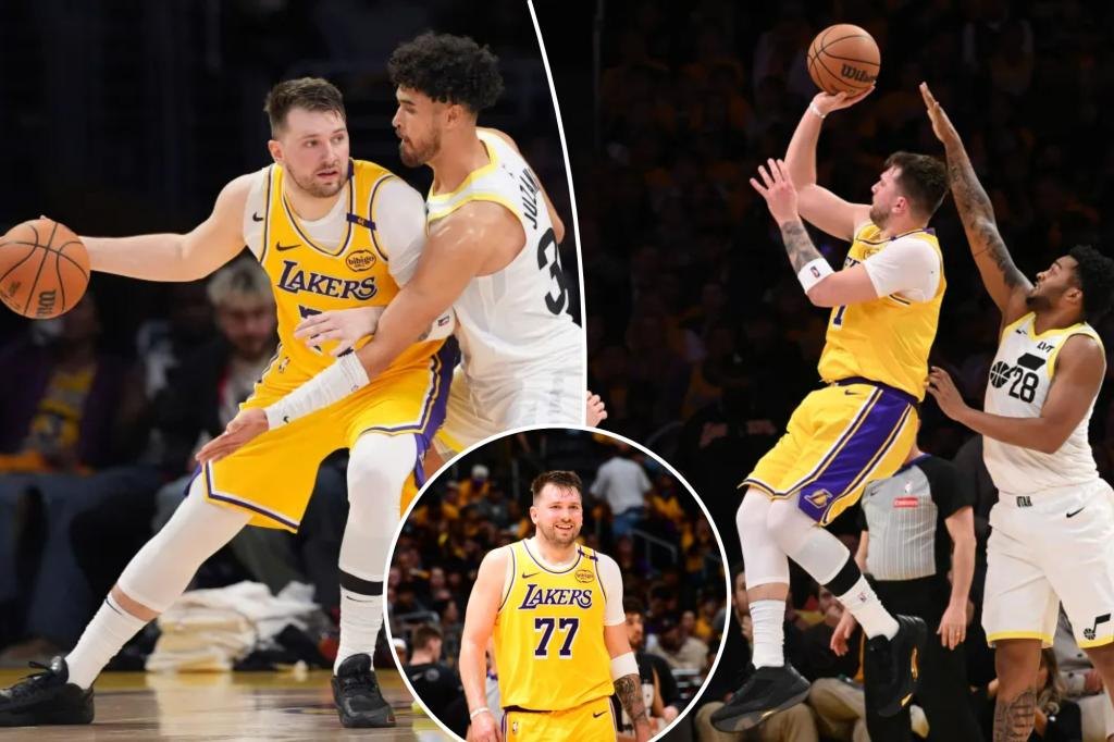 Luka Doncic 점수 14 점, Lakers 데뷔에서 여러 차례의 기립 박수를 얻습니다.