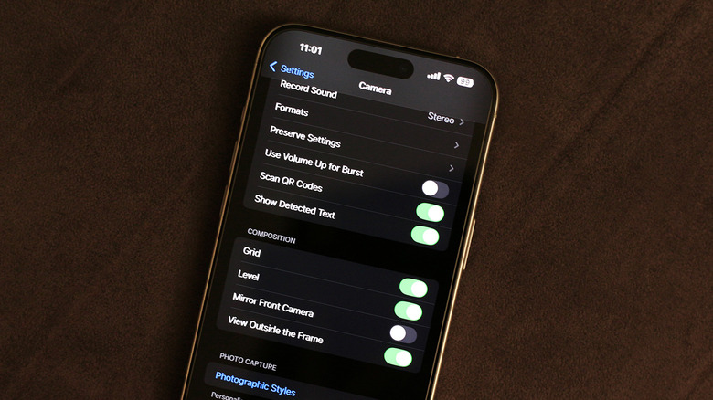 아이폰에서 그리드 라인, 레벨 등을 켜는 옵션
