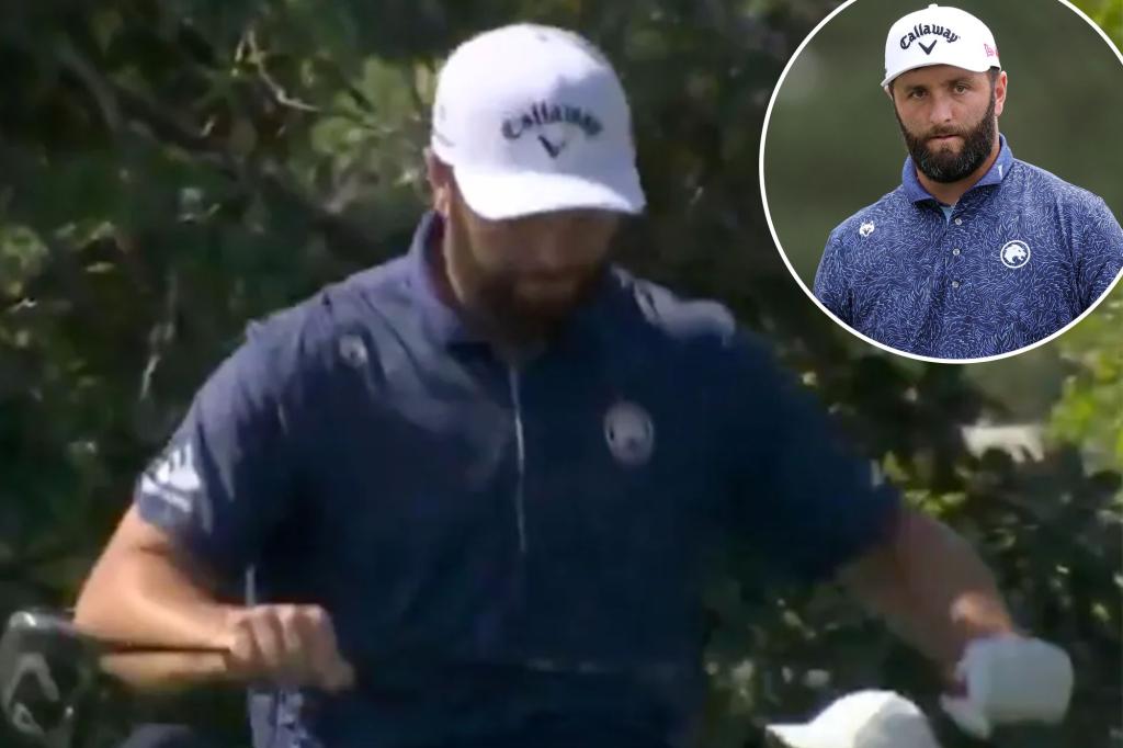 Jon Rahm은 Masters에서 1 라운드에서 좌절하는 동안 거의 클럽을 스냅합니다.
