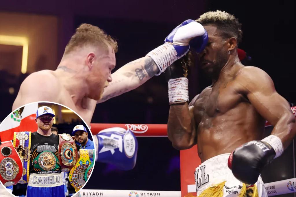 Canelo Alvarez는 William Scull을 이기고 다시는 챔피언이되지 않은 챔피언이됩니다.