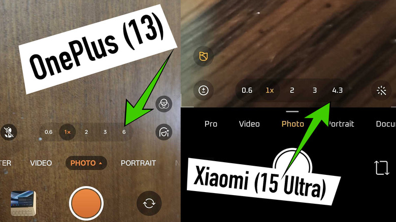 OnePlus 및 Xiaomi 전화의 카메라 앱 줌 기능