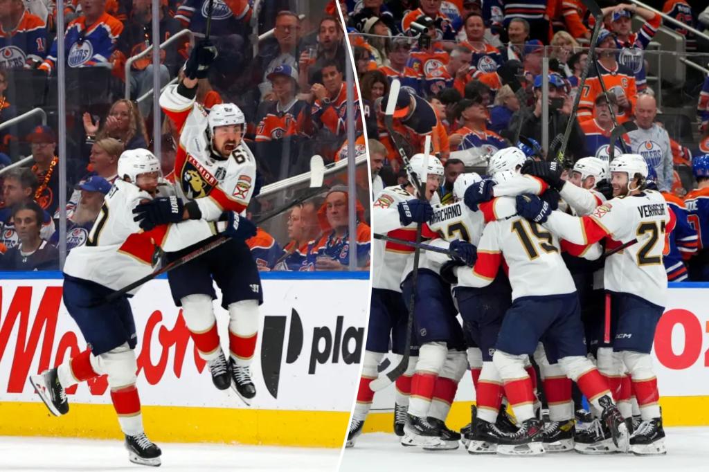 Panthers는 Stanley Cup Final Game 2를 이중 OT의 Oilers에서 우승합니다.