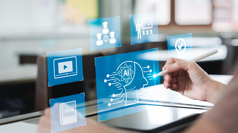 노트북에서 AI를 사용하는 학생