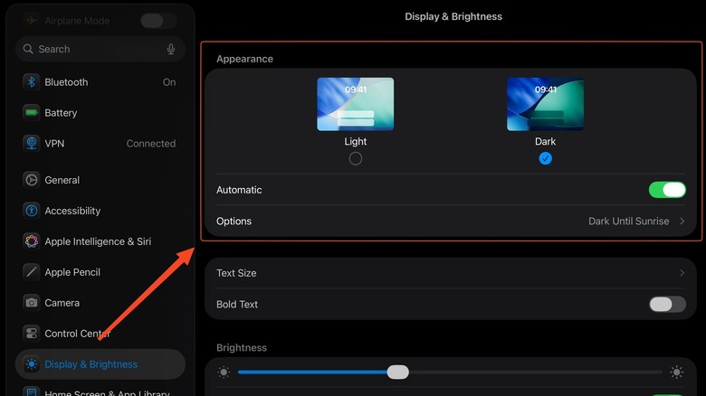 iPad 다크 모드 설정