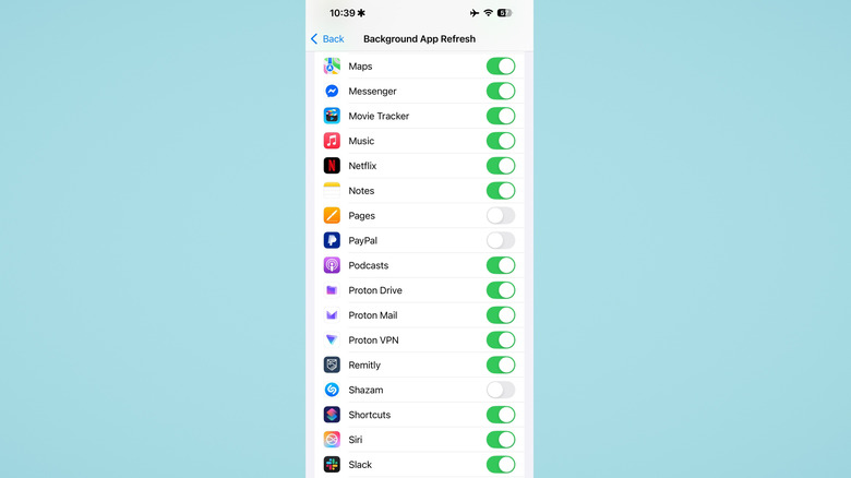 배경 앱 새로 고침 설정 iPhone