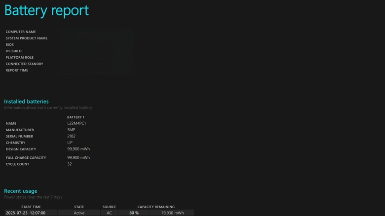 Windows 11 배터리 보고서 편집