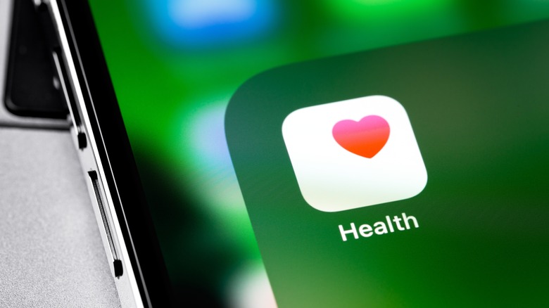 Apple iPhone의 Health 앱 클로즈업