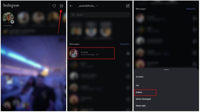 Instagram에서 메시지를 삭제하십시오