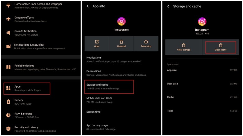 Android에서 Instagram 캐시를 지우십시오