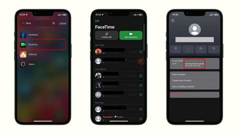 FaceTime 사용량을 확인하는 방법에 대한 스크린 샷