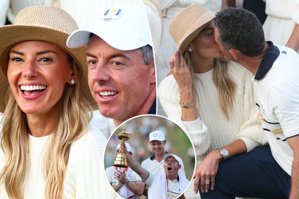 Rory McIlroy Kisses 아내 Erica Stoll 이후 와일드 라이더 컵