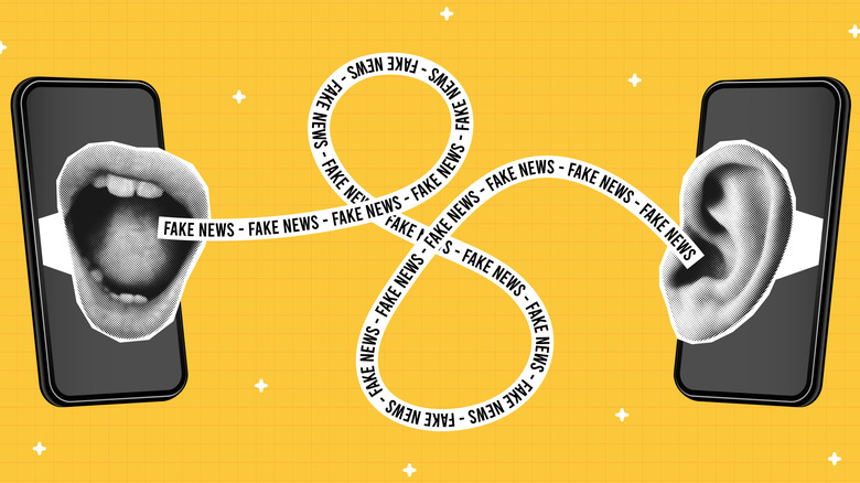 입에서 귀로 퍼지는 가짜뉴스 일러스트