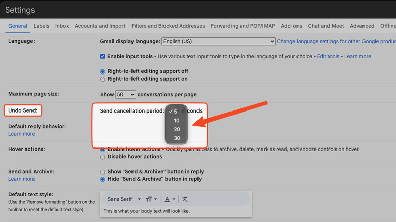 Gmail 전송 취소 설정