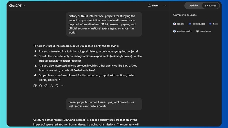 ChatGPT의 심층 연구 모드.