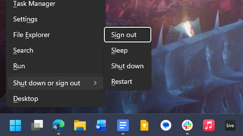 Windows 11 시작 상황에 맞는 메뉴의 전원 옵션