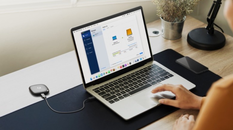 Synology BeeDrive가 연결된 노트북을 사용하는 사람