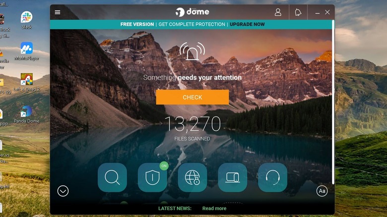 검사 중인 13270개의 파일을 보여주는 Panda Dorm Free의 대시보드