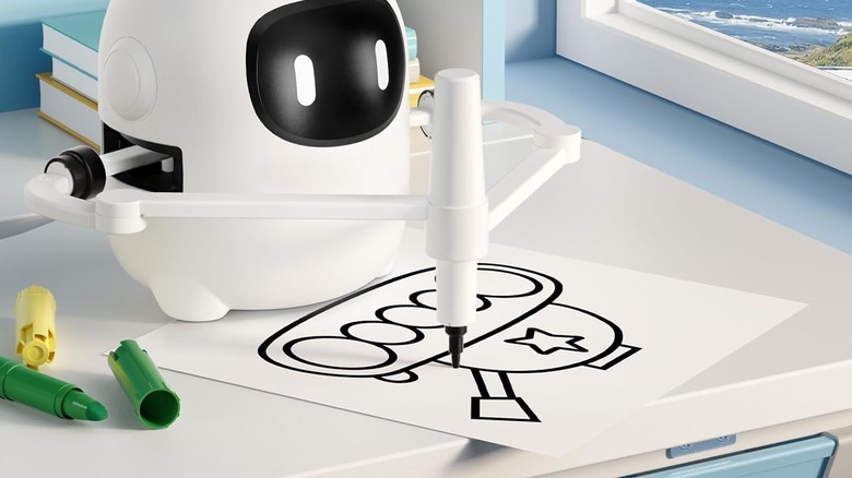 만화 탱크를 그리는 모습을 묘사한 RIVGOT 드로잉 로봇