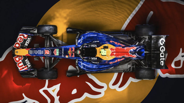 Red Bull F1 자동차의 상위 뷰입니다.