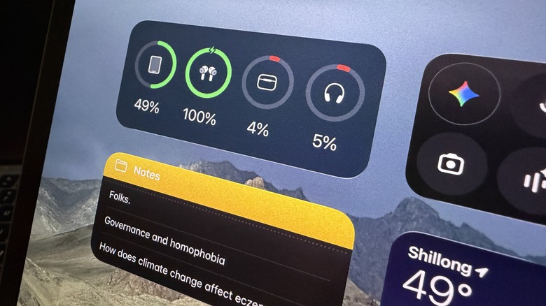 iPad의 배터리 위젯