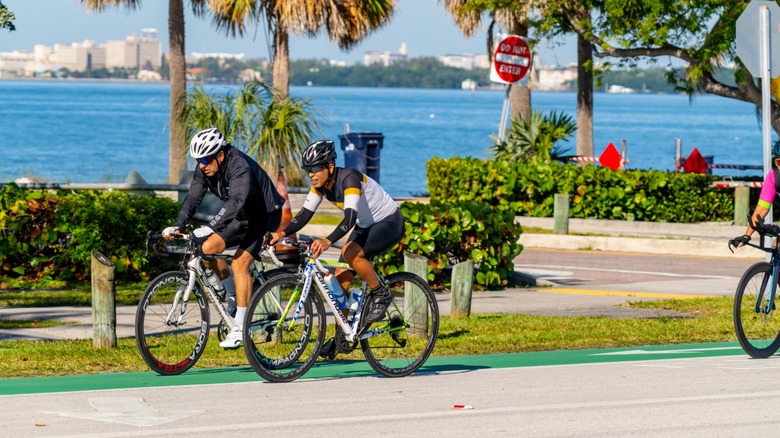 플로리다주 마이애미에서 자전거를 타는 사람들