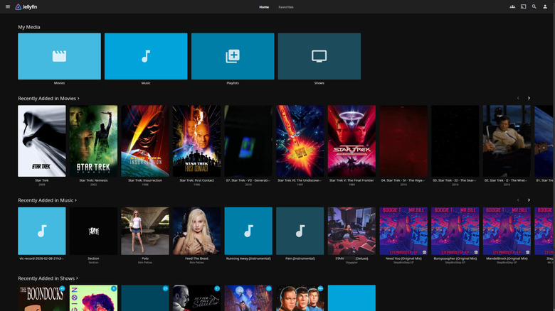 Chromium 내부의 Windows 데스크톱에서 실행되는 JellyFin 앱