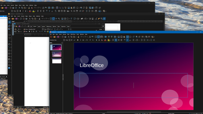 Windows 데스크톱에서 실행되는 LibreOffice 앱