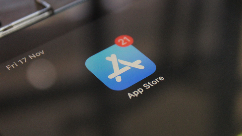 화면에 있는 Apple App Store 아이콘