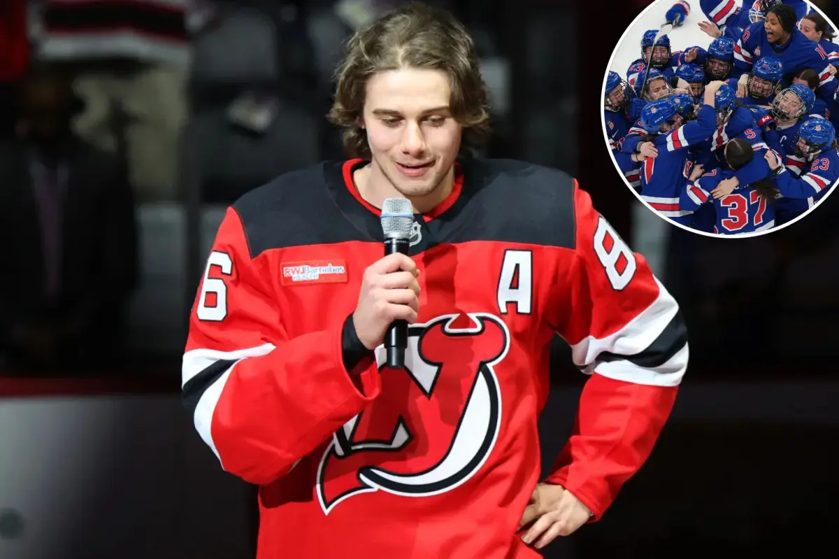 잭 휴즈(Jack Hughes)는 '남성 및 여성 미국 하키팀' 모두를 자랑스럽게 생각합니다.