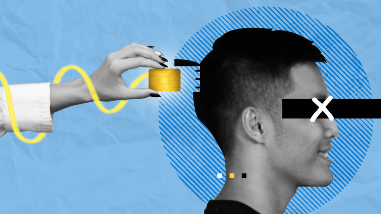 마이크로칩과 사람 머리의 그래픽