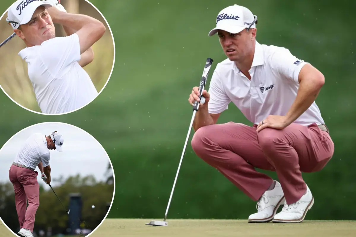 저스틴 토마스가 플레이어스 챔피언십에서 첫 라운드를 마친 후 숨을 내쉬고 있습니다.