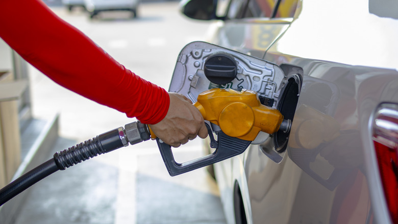 자동차에 휘발유를 채우는 사람