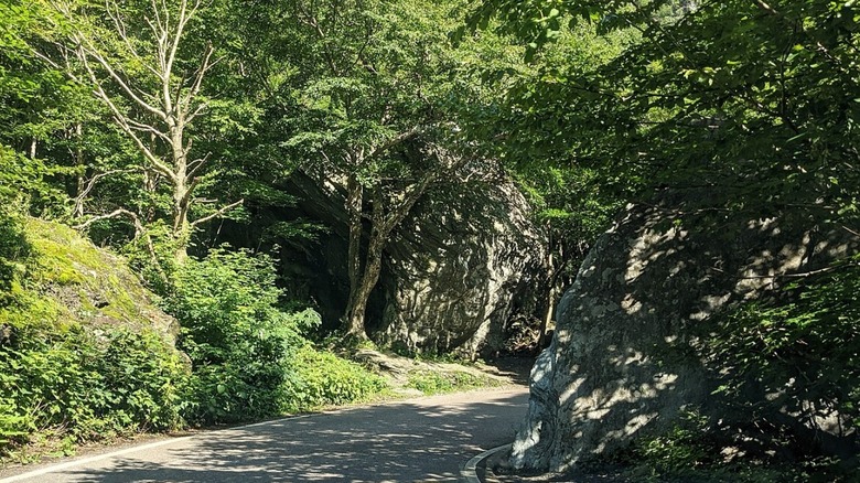 밀수꾼의 노치(Smuggler's Notch)의 좁은 구간입니다.