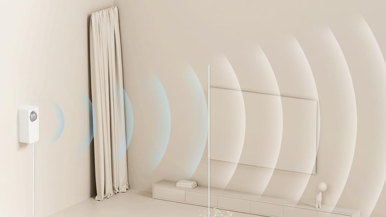 방 그림에서 벽에 장착된 메로스 인간 존재 센서.