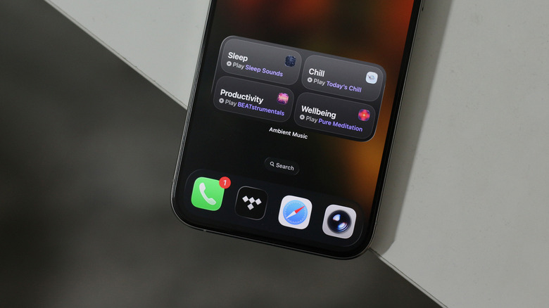 iPhone의 주변 음악 위젯