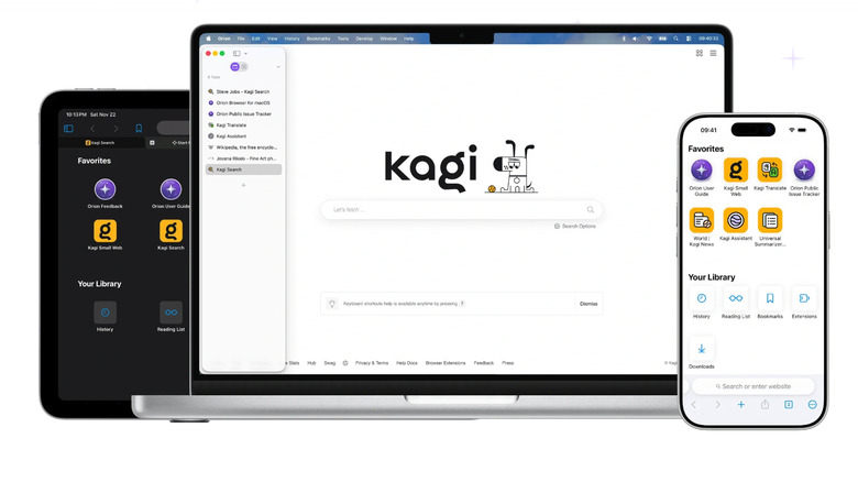 여러 플랫폼의 Orion 브라우저