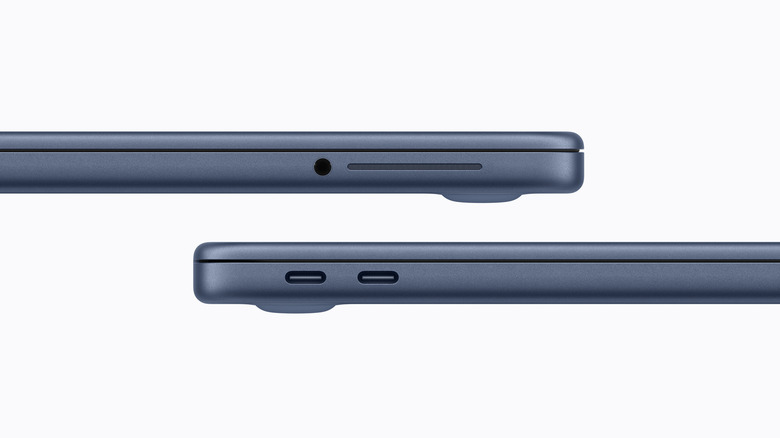 MacBook Neo의 I/O 포트 측면 보기, 흰색 배경