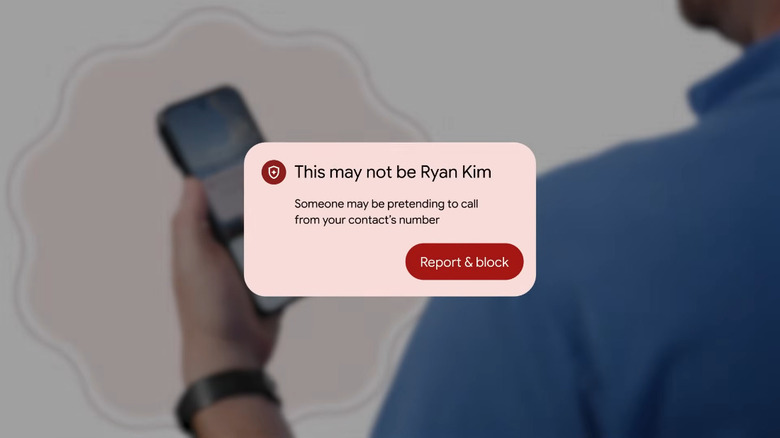 가짜 발신자에 대해 경고하는 Android 휴대전화입니다.