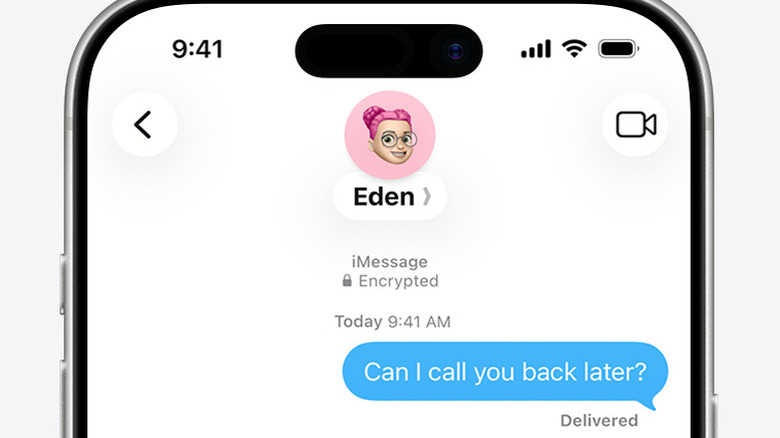 대화를 보여주는 iMessage 채팅이 '암호화됨'입니다.