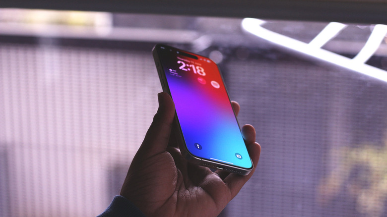 프레임이 표시된 iPhone을 들고 있는 사람