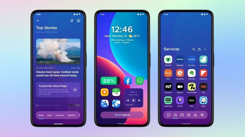 Smart Launcher 6의 다양한 홈 화면 페이지