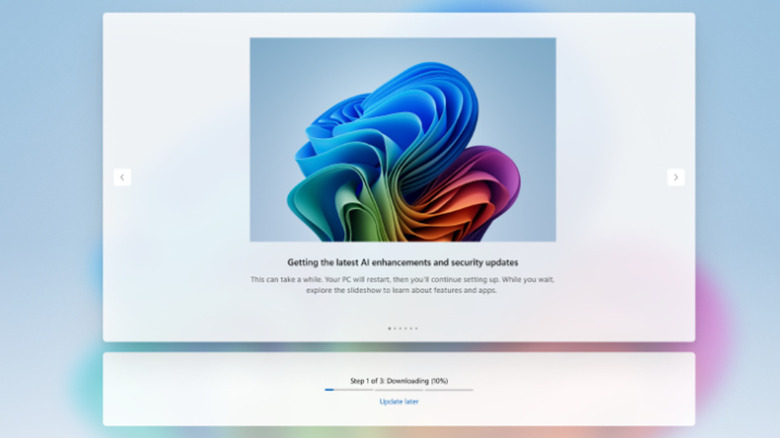 업데이트 건너뛰기 옵션이 포함된 Windows Out of Box Experience.