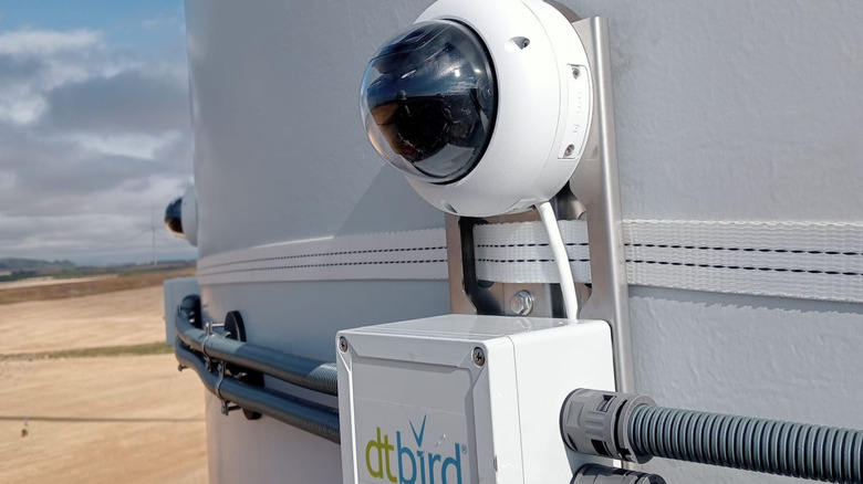 풍력 터빈에 설치된 DTBird 조류 감지 모듈