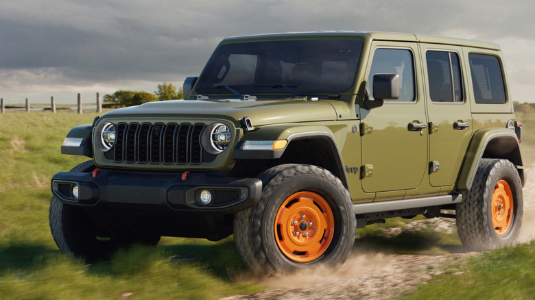 2027 Jeep Wrangler 4도어 JL-2A의 전면 3/4 뷰