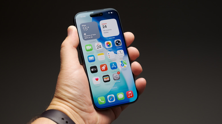 홈페이지를 보여주는 iPhone 17