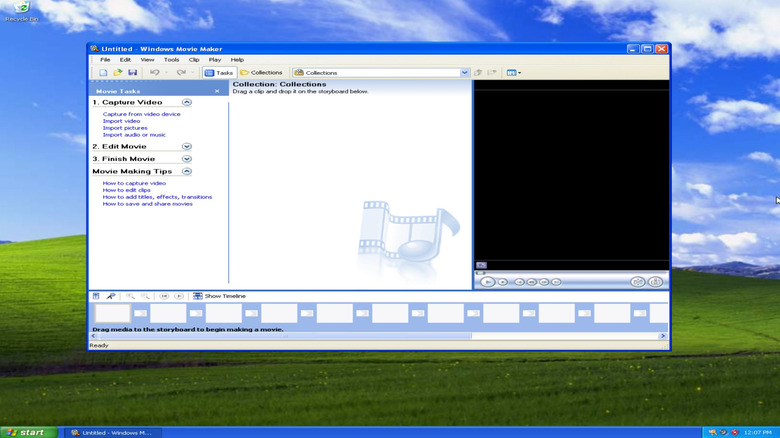 Windows XP에서 실행되는 Windows Movie Maker