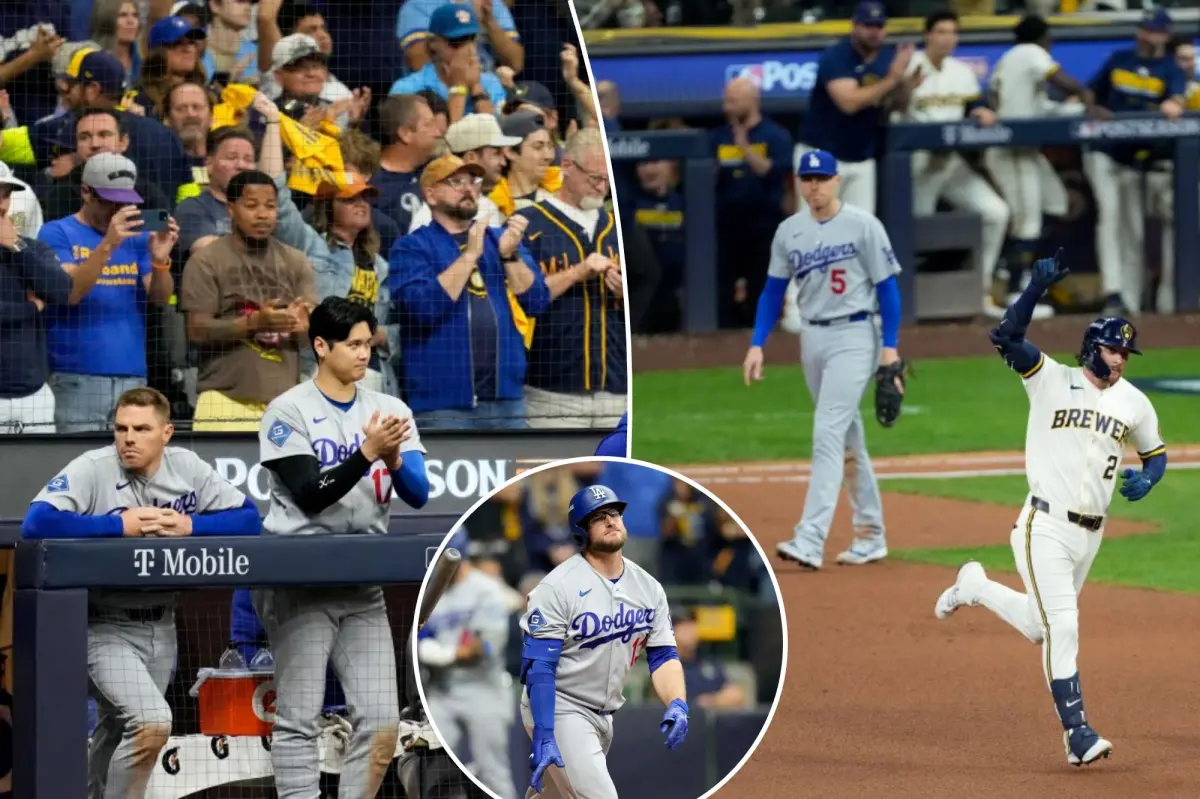 프레디 프리먼(Freddie Freeman)이 다저스의 NLCS 1차전에서 브루어스에게 패한 사실을 실감하게 됩니다.